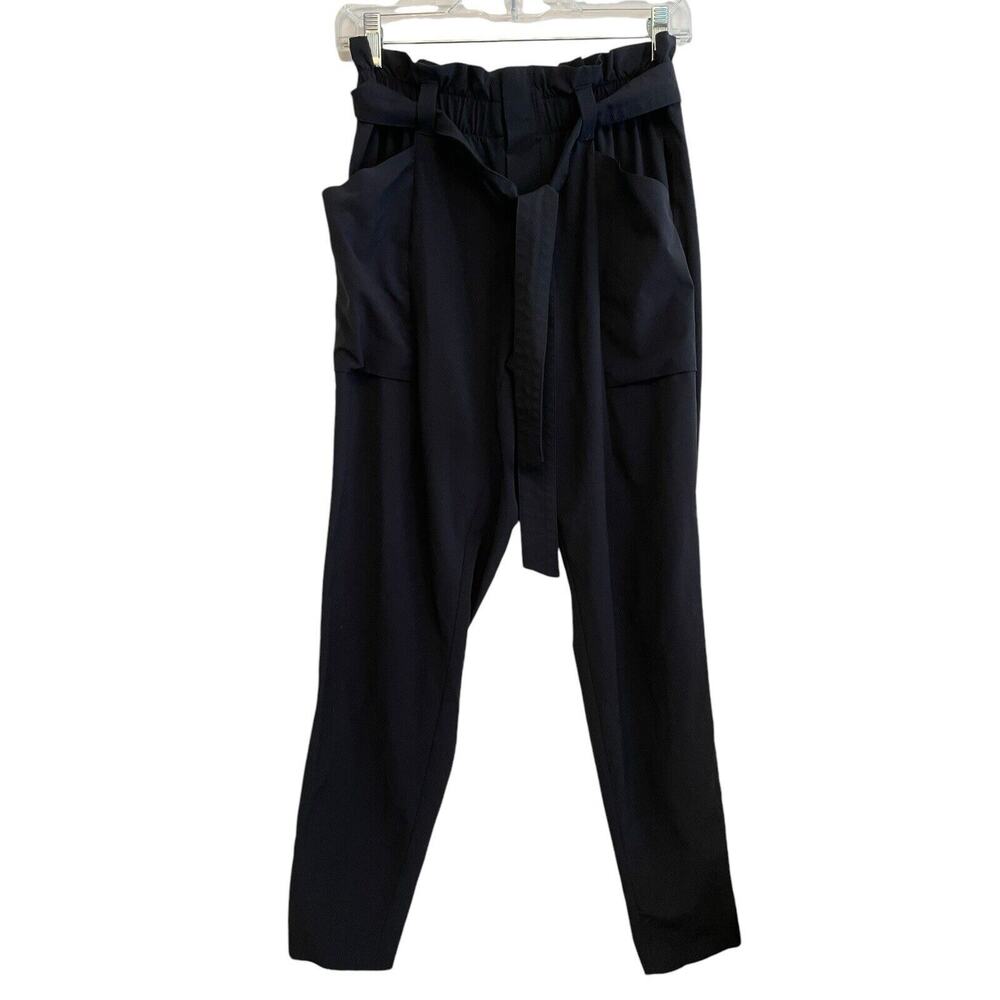 Athleta Skyline Ankle Pants Size 2 Black Cinch Tie Waist Taper Athleisure Travel